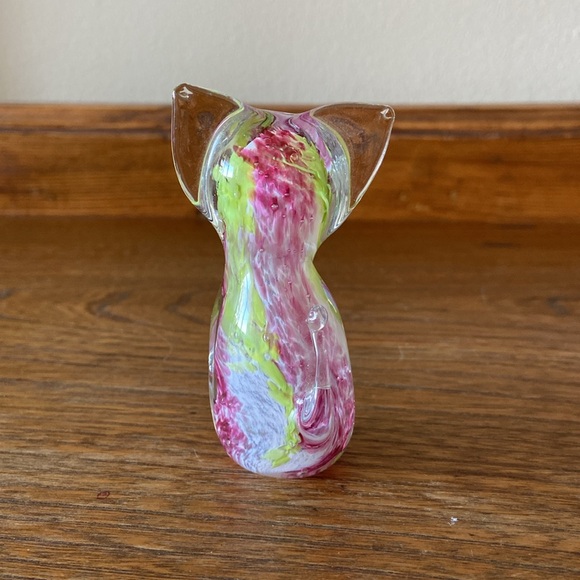 J.B Quebec Canada Jan Brenda? Signed Art Glass Cat Figurine Paperweight Tie-Dye - Picture 3 of 6